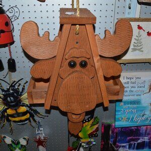 Amish made moose birdfeeder. heavy duty.  21 inches tall, 16 inches wide ,